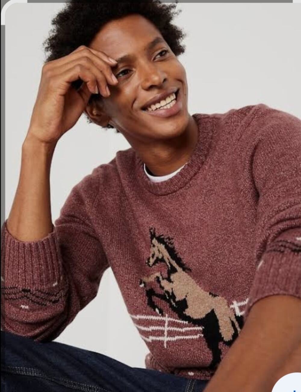 5972) Old Navy Large  Mauve So Soft Horse Intarsia Knit Sweater Unisex